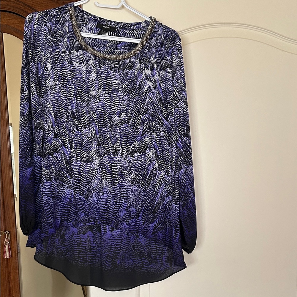Alfani Black and Purple Women's Blouse